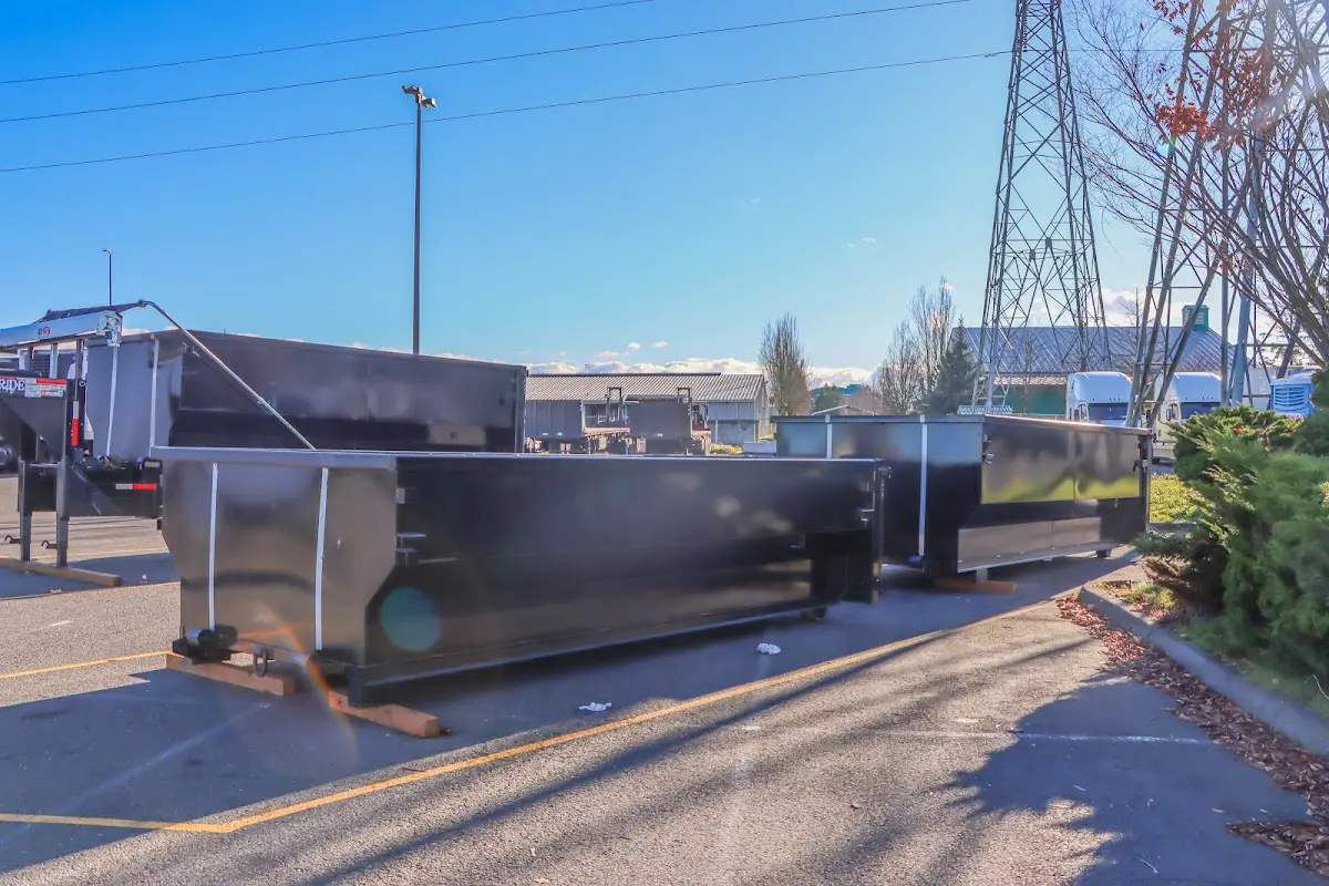Roll-off dumpster ready for waste disposal at job site for Construction Dumpster Rental in Rodeo